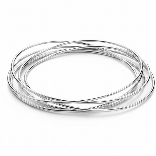 Seven Ring Russian Wedder Sterling Silver Bangle
