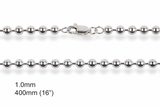 Chain Ball 1mm/400mm 16" Sterling Silver Necklace - Essentially Silver Jewelry