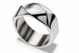 Diamond Dented Sterling Silver Band