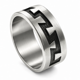 Oxidised Puzzle Sterling Silver Band Ring - Textured 8mm Men's Ring