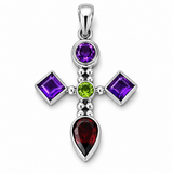 Amethyst & Peridot Sterling Silver Pendant