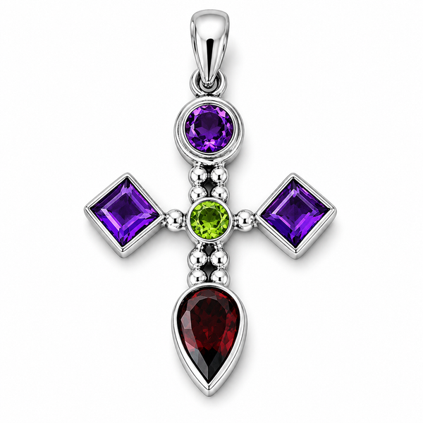 Amethyst & Peridot Sterling Silver Pendant