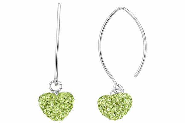Yellow Crystal Heart Drop Sterling Silver Earrings - Romantic Dangle