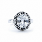 Clear Crystal Sterling Silver Ring