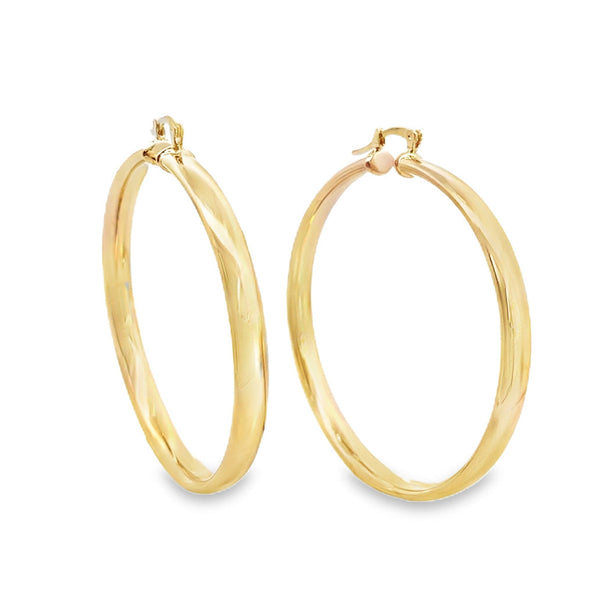 18K Gold Filled Flat Open Hoop Earrings (J37)
