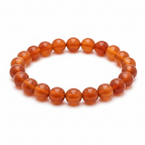 Crystal Carnelian Quartz Round Bead Bracelet