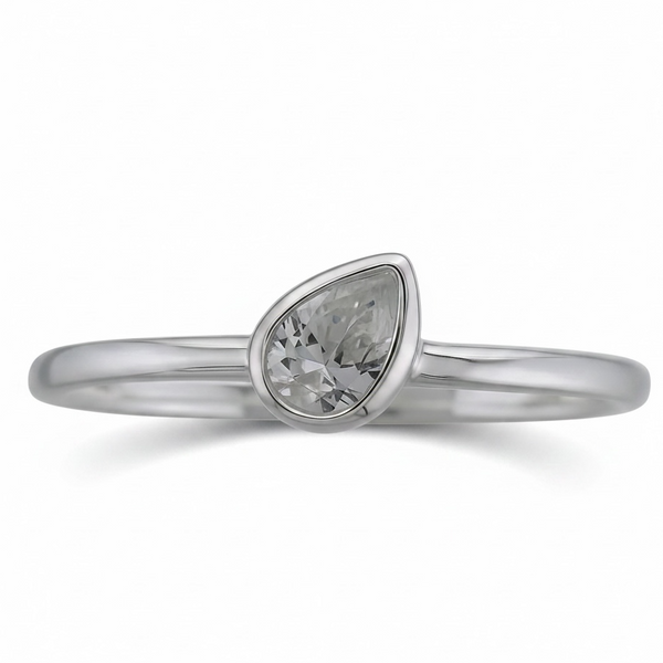 Cubic Zirconia Petal .925 Sterling Silver Stackable Ring