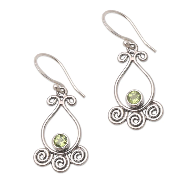Peridot Dangle Earrings 925 Sterling Silver Drop Earrings