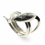 Three wire Centered Petal .925 Sterling Silver Ring