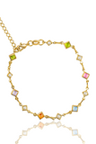 Gold Filled 18K Diamond Frame Pearl and Enamel Stone Infinity Link Bracelet (H266/I292A/E279)