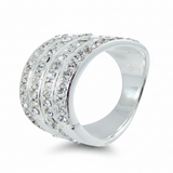 Cubic Zirconia Studded Sterling Silver Ring