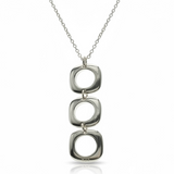 Necklace Triple Open Square Drop Necklace | Sterling Silver Plated