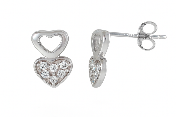 Heart Lilac Crystal .925 Sterling Silver Earring