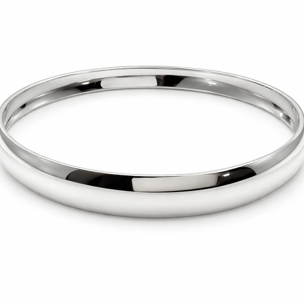 Half Wire 10mm Sterling Silver Bangle - Bold 67mm Diameter Bangle