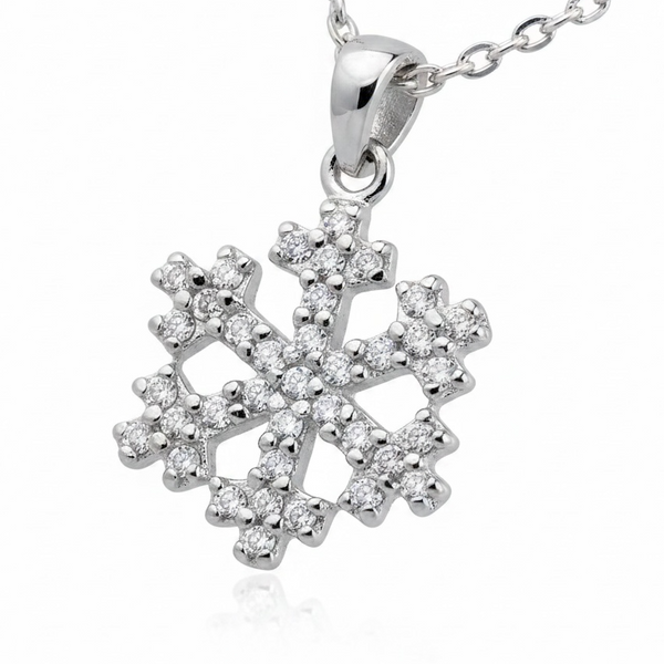 Snowflake Cubic Zirconia Sterling Silver Pendant