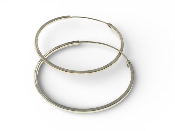 Hoop Earrings Sterling Silver 43mm – Lightweight Mexican Craftsmanship