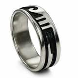 Oxidised Surf 7mm Sterling Silver Band