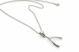 Sterling Silver Wishbone Necklace - Good Luck Charm Pendant