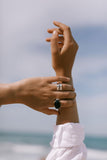 Onyx Large Faceted Ring Sterling Silver