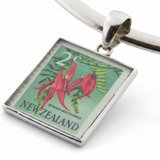 New Zealand Stamp in .925 Sterling Silver Pendant