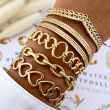 Hearts Bracelet, 18K Gold Plated Steel