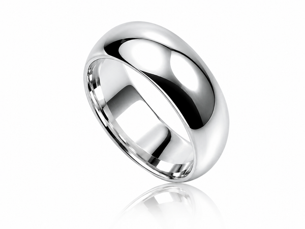 Plain Half Moon 8mm Sterling Silver Band