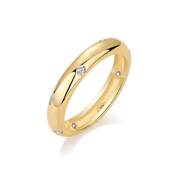 Gold Plated Sterling Silver CZ Band