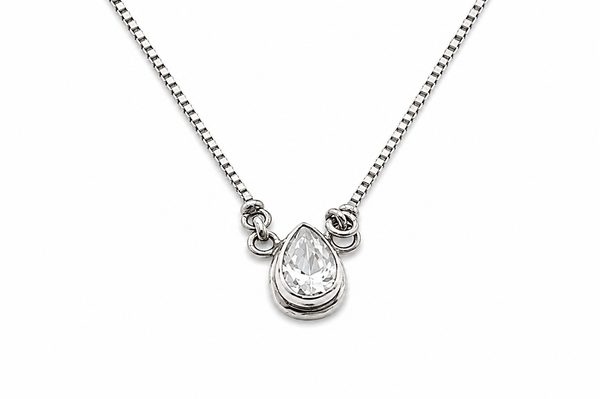 Teardrop Cubic Zirconia Sterling Silver Necklace – Mexican Craftsmanship