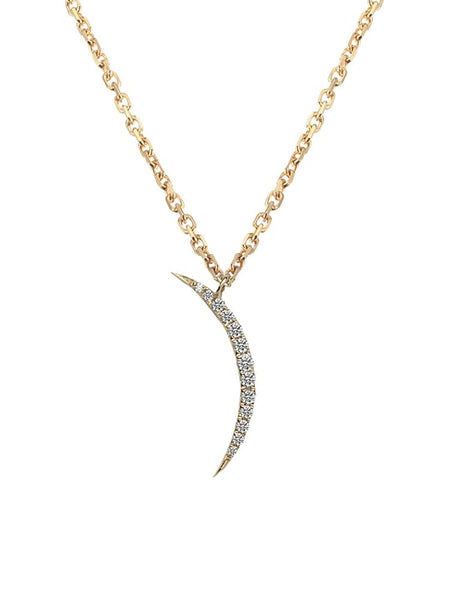 Gold Plated 925 Sterling Silver Cubic Zirconia Moon Dainty Necklace