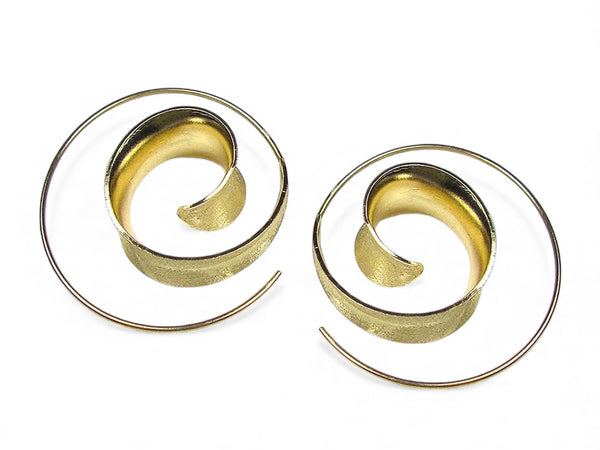 Matte Sterling Silver Gold Plated Spiral Loop Earring