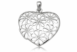 Daisy Heart Sterling Silver Pendant
