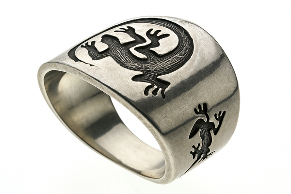 Tapered Lizard Burnished .925 Sterling Silver Band