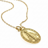Coin 18K Gold Plated 925 Sterling Silver Virgin Mary Pendant