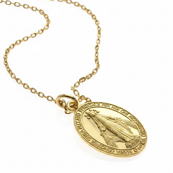 Coin 18K Gold Plated 925 Sterling Silver Virgin Mary Pendant