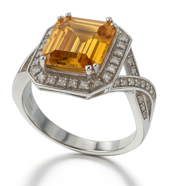 Yellow Cubic Zirconia .925 Sterling Silver Ring