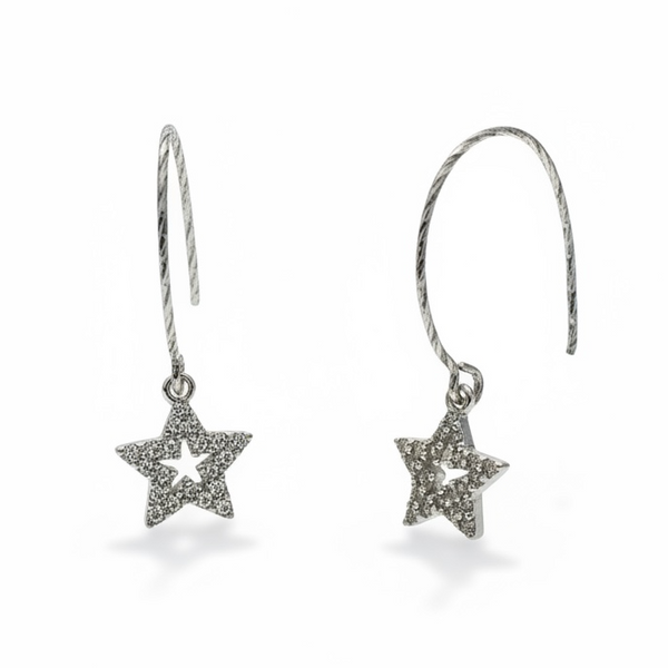 Star Cubic Zirconia Sterling Silver Earrings