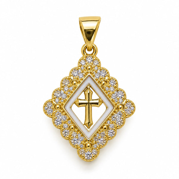 Gold Filled 18K Vintage Medallion Cross Pendant (A380)