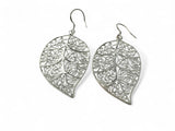 Leaf Large Sterling Silver Plated Earrings