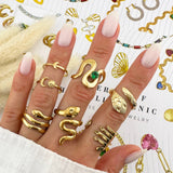 Ring, 18K Gold Plated Crescent Steel Ting