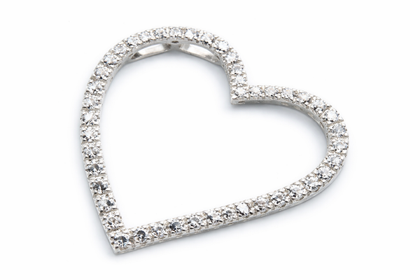 Cubic Zirconia Encrusted Heart .925 sterling silver pendant