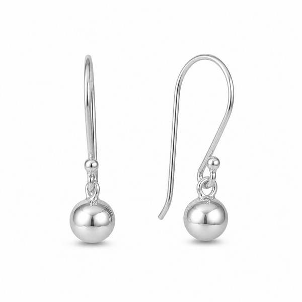 Ball Drop 4mm Sterling Silver Earrings