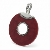 Red Coral Round Sterling Silver Pendant