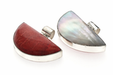 Red Coral Mother of Pearl Sterling Silver Pendant