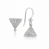 Cubic Zirconia Triangle  .925 Sterling Silver Earrings