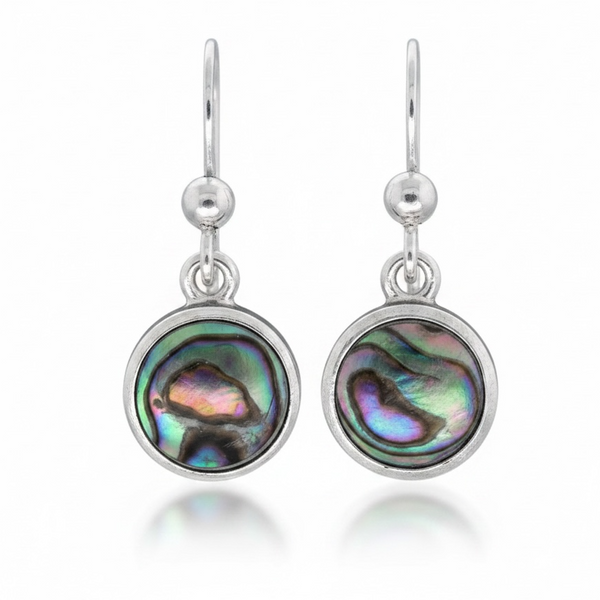 Paua Drop 9mm Round .925 Sterling Silver Earring