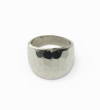 Hammered 17mm Sloped Sterling Silver Ring