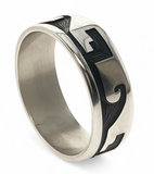 Oxidised Wave 8mm Sterling Silver Band