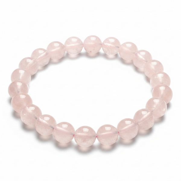 Crystal Rose Quartz Round Bead Bracelet