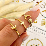 Ring, 18K Gold Plated Crescent Steel Ting