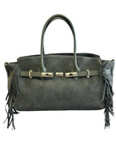 Italian Large Fringed Suede Leather Tote – Made in Italy